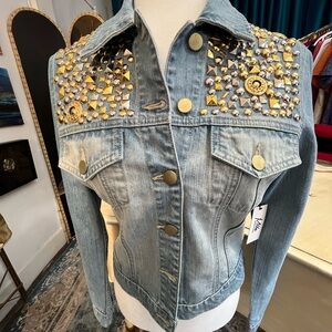 Blue and Gold Embellished Jean Jacket